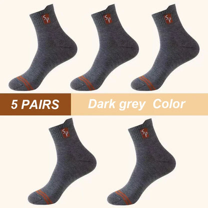 5Pair New Men's Sports Socks Cotton High Quality Casual Business Walk Socks Spring Autumn Fashion For Men Size EU38-45