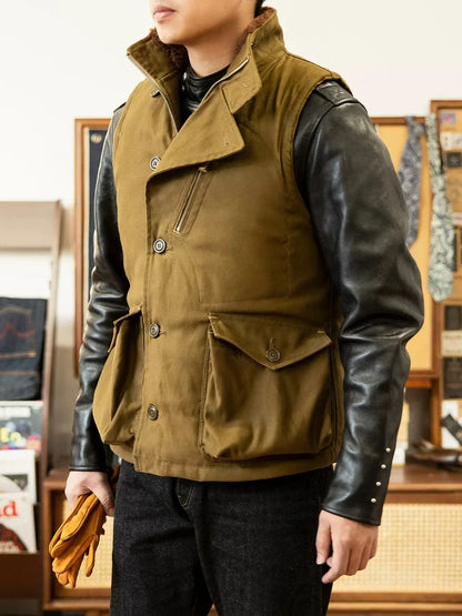 Red Tornado Heavy Aviators Vest Vintage Style Men's Wool Alpaca Lined Waistcoat