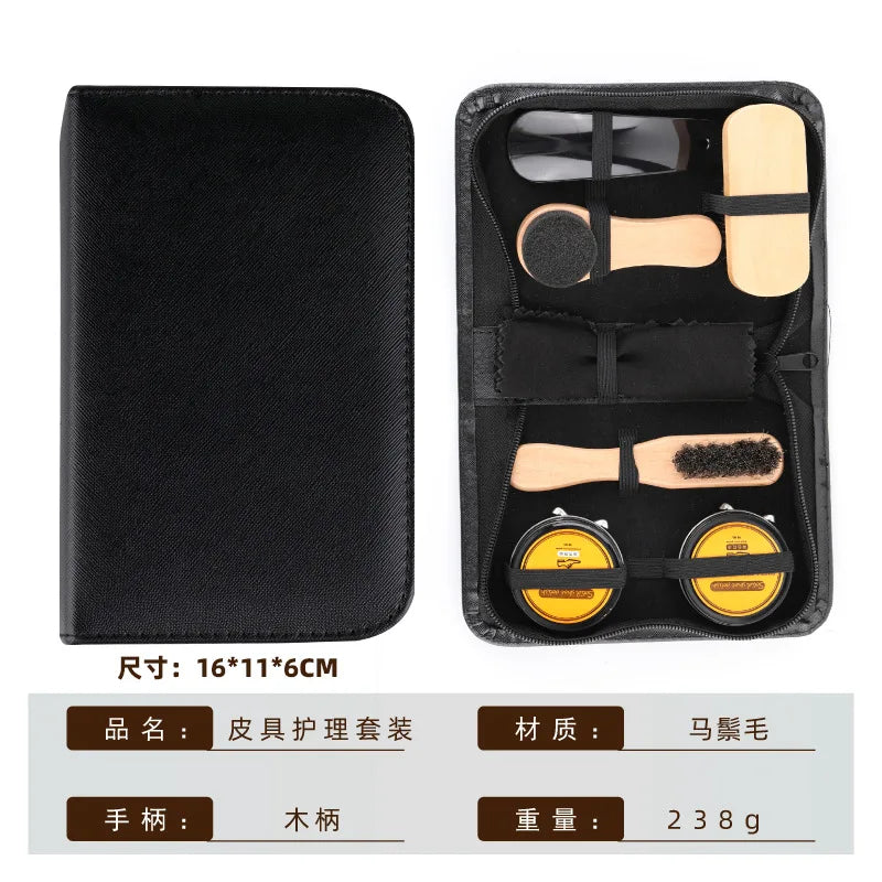 Travel Shoe Brushing Kit Shoe Polish Set Leather Care 7pcs Set Shoe Oil Application Polishing Shoe Removal Tools Durable Bris...