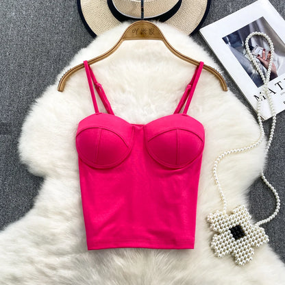 Sexy Fashion Design Camisole Tank Top Women Slim Fit Outerwear Spicy Base Shirt Sexy Backless Vest Short Straight Cut Bodycon