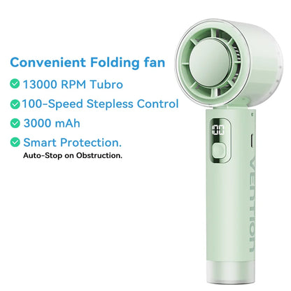 Vention Portable Fold Handheld Fan 13000 PRM 100-Speed Air Conditioner Intelligent power-off protection Outdoor Turbo Fan
