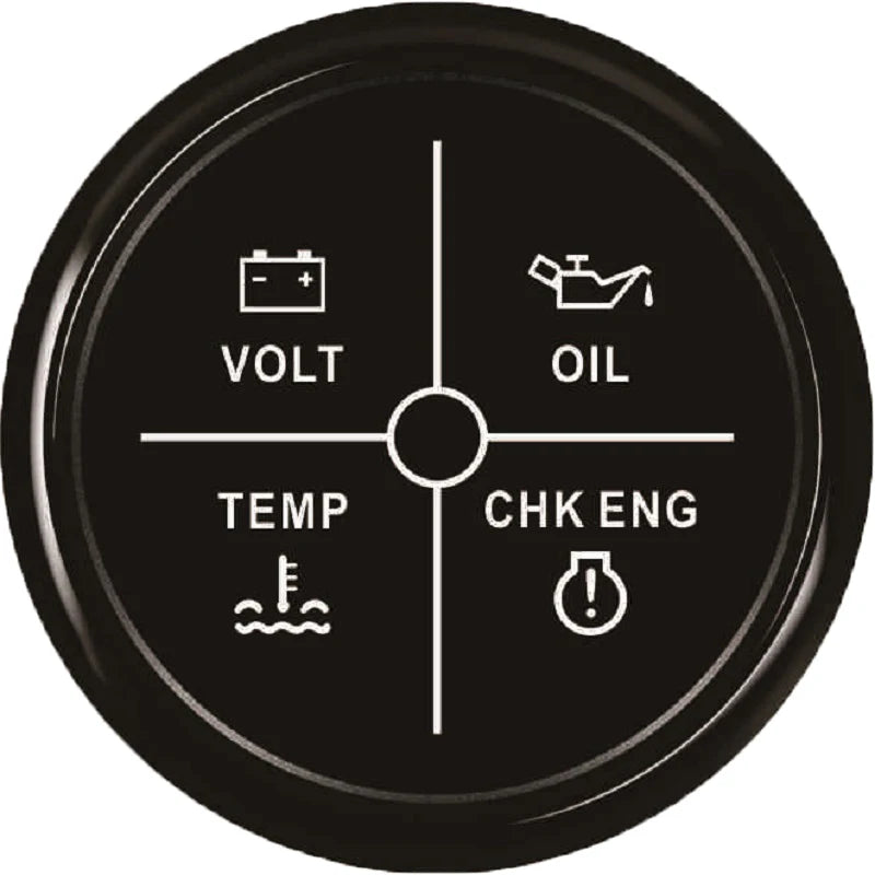New 52mm 4 LED Alarm Gauge Meter Volt Water Temp Oil Pressure Alarm Indicator Gauge Meter with Red Backlight for Car Boat Yacht