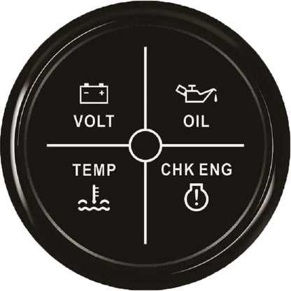 New 52mm 4 LED Alarm Gauge Meter Volt Water Temp Oil Pressure Alarm Indicator Gauge Meter with Red Backlight for Car Boat Yacht