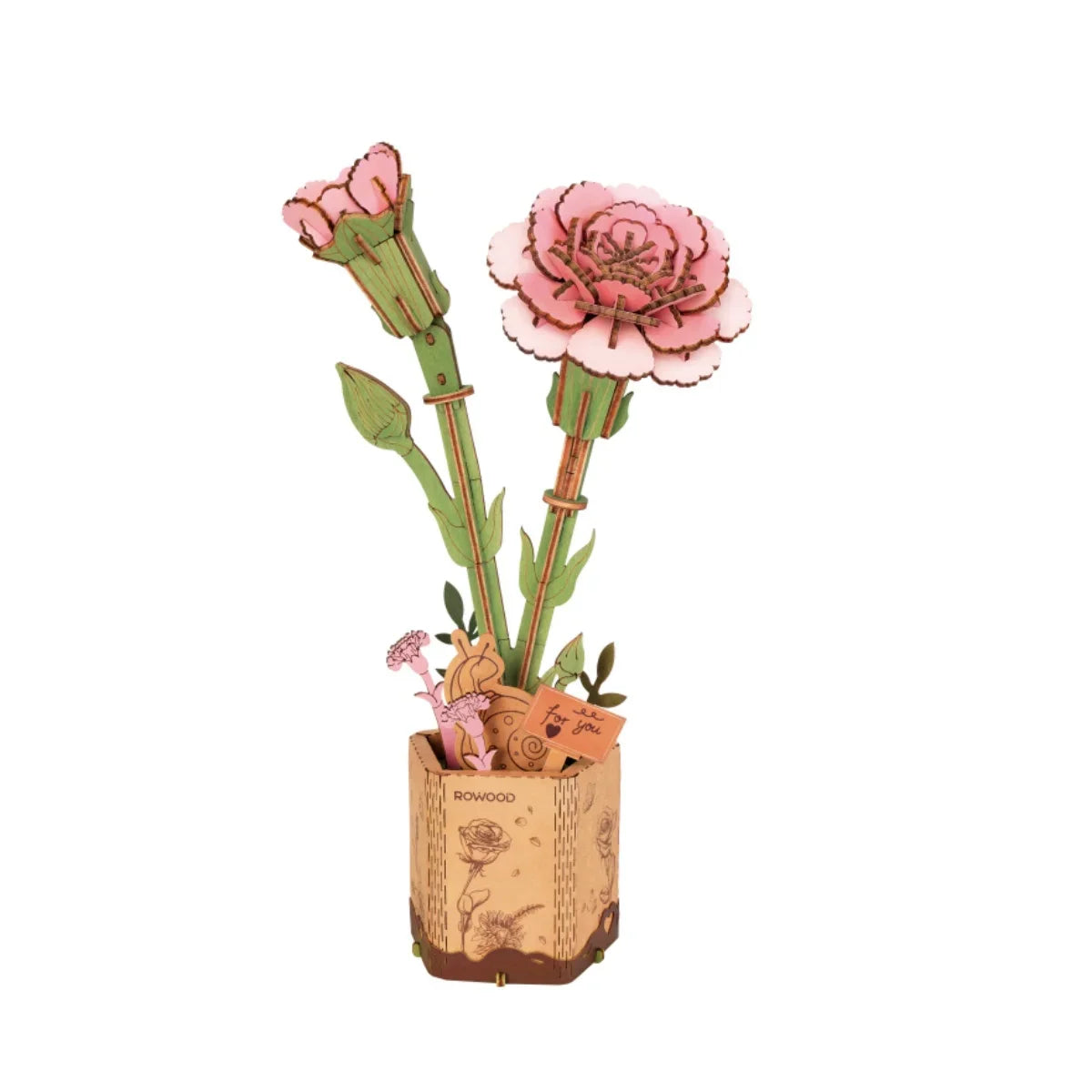 ROKR 3D Wooden Puzzle Flowers Bouquet Wooden Bloom Craft Model Kits Eternal Flowers Romantic Gift for Birthday Mother's Day