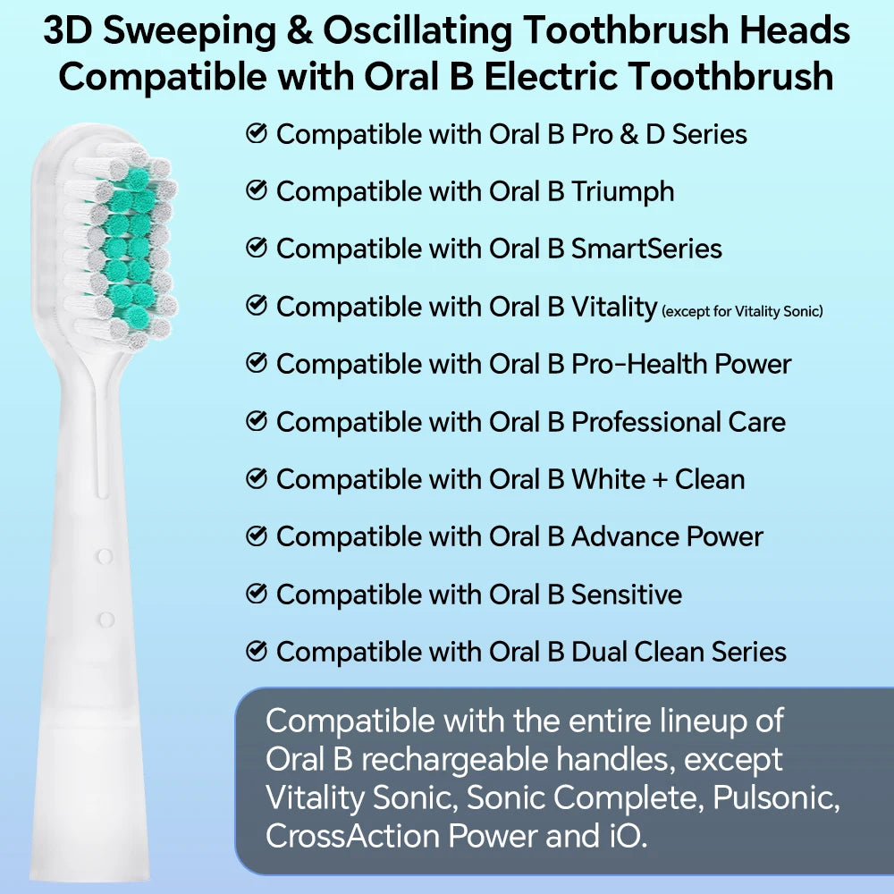 Oscillation & Vibration Replacement Brush Heads Compatible with Oral B Electric Toothbrush, Precision Clean Head for Pro 100/500