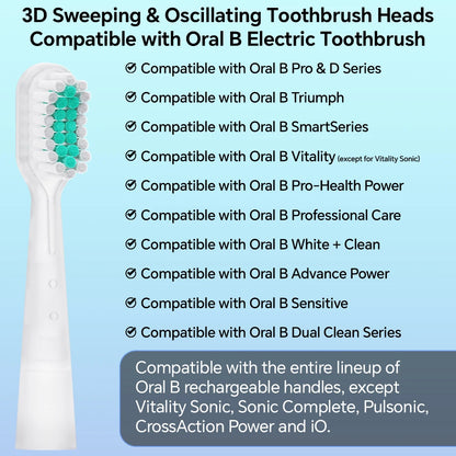 Oscillation & Vibration Replacement Brush Heads Compatible with Oral B Electric Toothbrush, Precision Clean Head for Pro 100/500