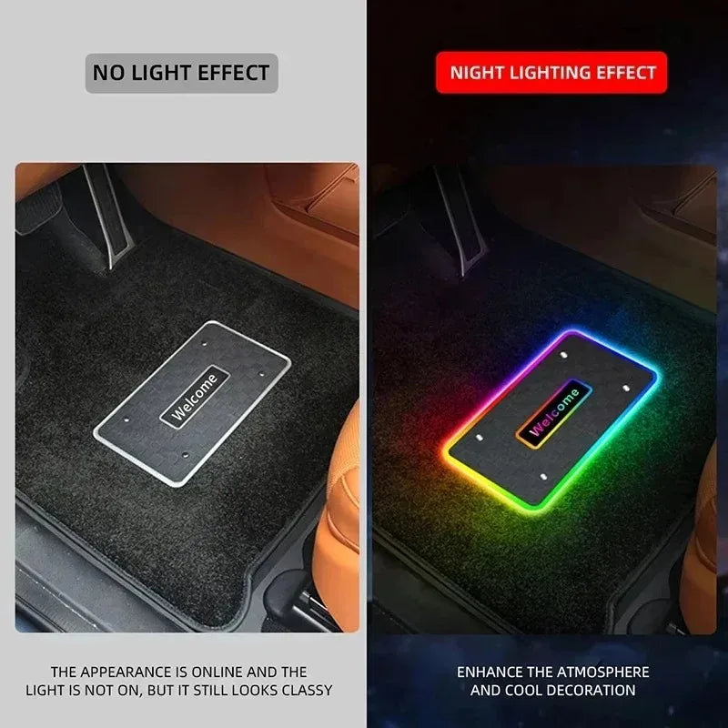 2/4 in 1 Car Floor Mat Ambient Light RGB LED Light App Control Customizable Interior Decorative Atmosphere Lamp Auto Accessories