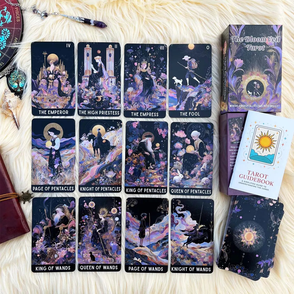 78-Card Tarot Deck, 13x8 Cm Bloom Veil, Intuitive & Dynamic Themes, Includes Instruction Manual