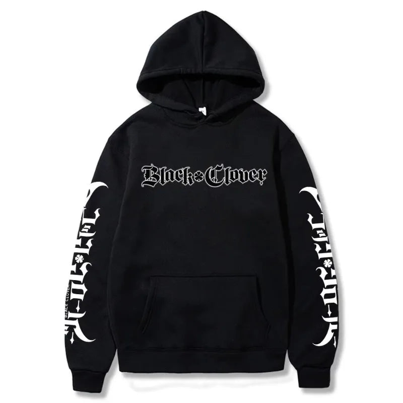 Anime Black Clover Letter Printed Hooded Men Women Manga Hoodies Long Sleeve Prevalent Streetwear Harajuku Unisex Sweatshirt