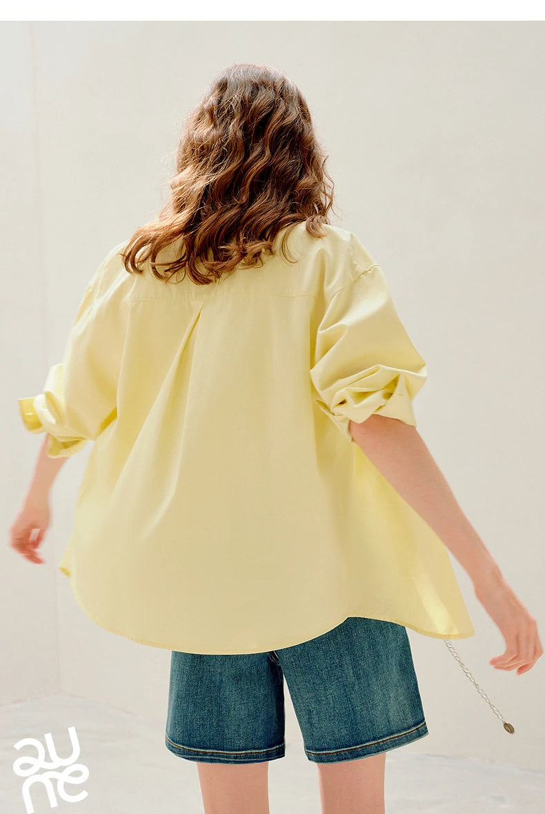 TOYOUTH Women Easy Morning Lazy Shirts 2026 Spring New Wrinkle-Resistant Low-Maintenance Light Spring Cotton Blouses