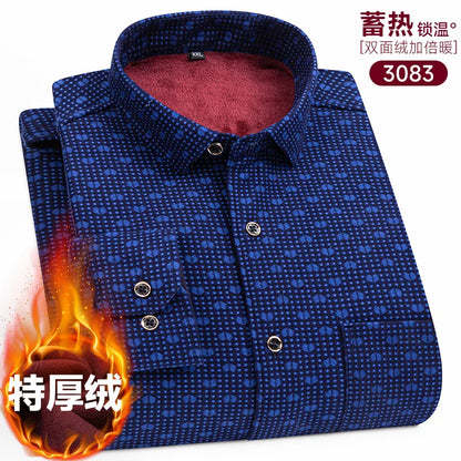 Men's long-sleeved shirt with fleece thickened warm autumn and winter plus size 8XL9XL slim casual plaid everything comfortable