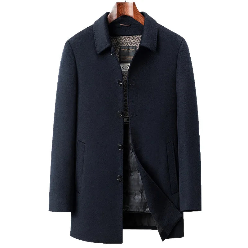 Men's Wool Coat Cashmere Trench Coat Autumn Winter Detachable Down Dad's Down