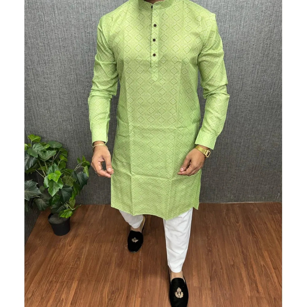 2026 Men Digital Printed Kurta Vardha Regular Fit Mandarin Collar Long Suitable All Occasions Such Wedding Hari Raya Aidilfitri