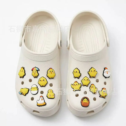 20-100pcs Cute Little Yellow Chicken Shoe Charms For Sandals,Shoe Decoration Accessories Shoe Pins Great Gift For Men Wom