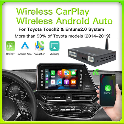 Wireless Carplay Android Auto for Toyota with Touch2 Entune2.0 2014-2019 Fits for Tundra/Highlander/RAV4/Tacoma/Camry/Corolla