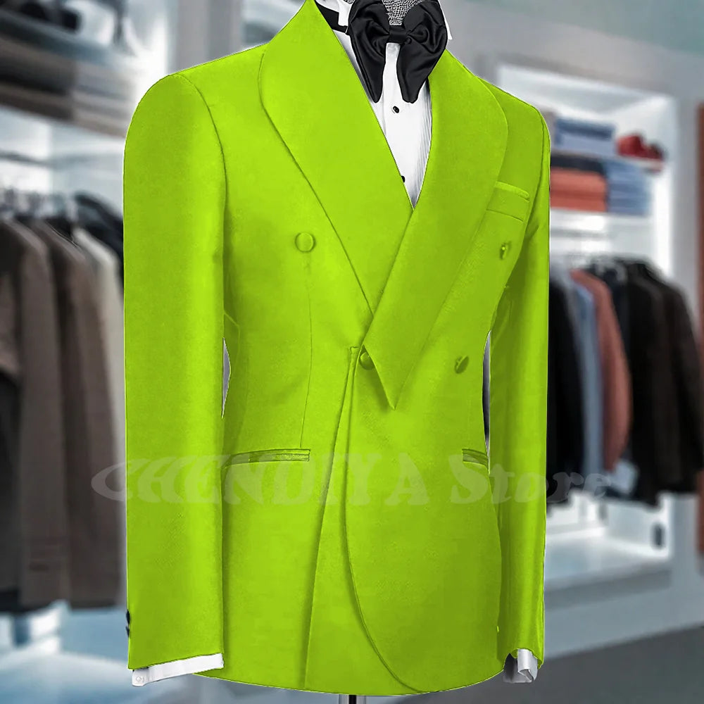 Black Suits For Men Shawl Lapel Formal 1 Piece Jacket Double Breasted Business Casual Groom Wedding Party Custom Made Blazer