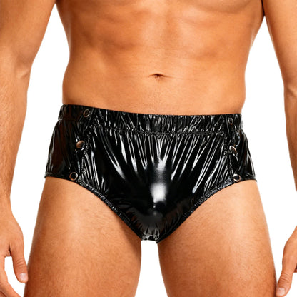 Mens Waterproof Diaper Cover Panties Elastic Waistband Glossy Briefs Leakproof Elderly Special Needs Adaptive Underwear Swimwear