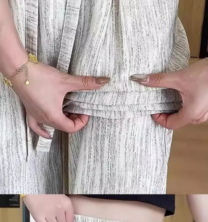 Ice Silk Slim Wide Leg Pants Women's Summer Drapey High Waist Straight Casual Lazy Floor Length Pants Cool Pants