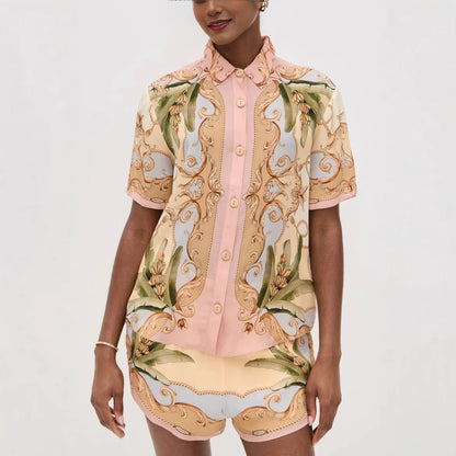 2026 New Casual Fashionable Personality Shirt Shorts Set Spicy Girl Fashionable Two-Piece Suit for Women Autumn Season