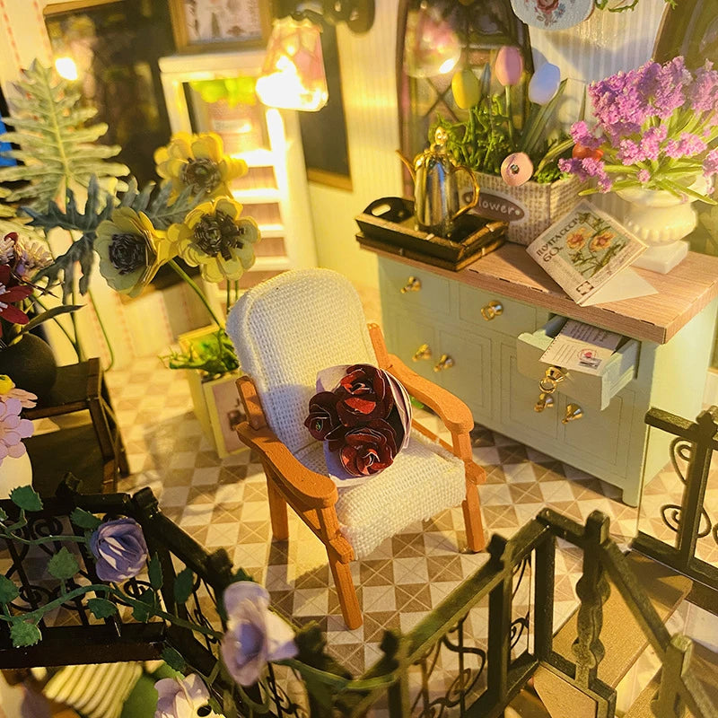 Wooden Miniature Doll House 3D Puzzle Assembly Building Model Kits Small Room Home With Furniture Lighting Wooden Toys For Gifts