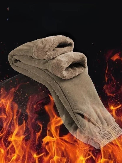 Extra Thick Fleece Lined Warm Cotton Pants High Waist Thickened Winter Trousers for Women plus Size Elastic Waist Long Pants
