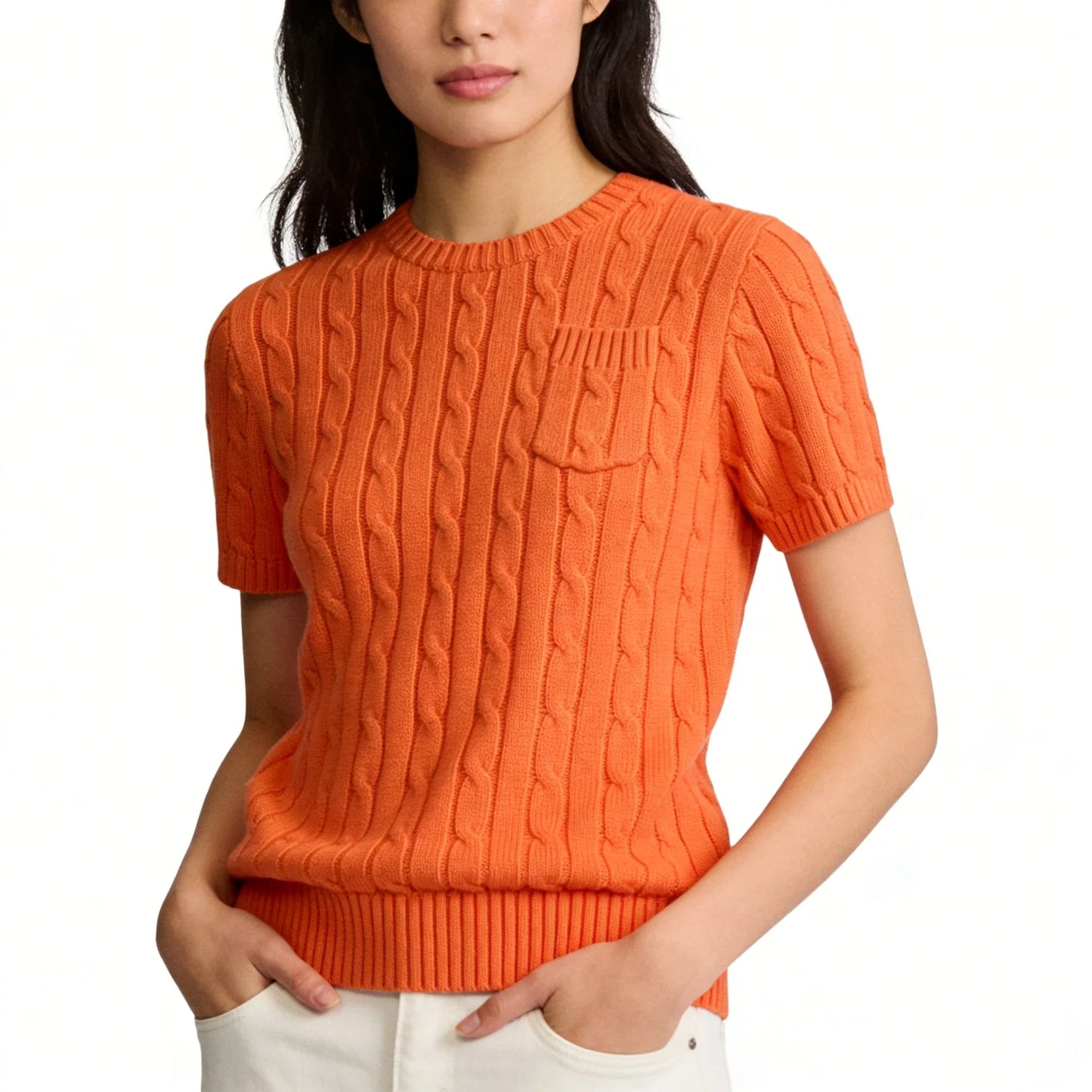 women's t-shirts and polos old money style Classic round neck Women's shirt embroidered chest pocket knitted short sleeved shirt
