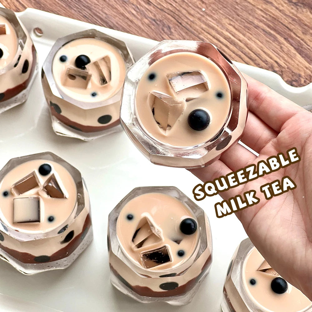 Bubble Milk Tea Taba Squishy, Handmade Creamy Soft Slow Rebound Stress Relief Fidget Toy, Halloween Christmas Party Office Gift