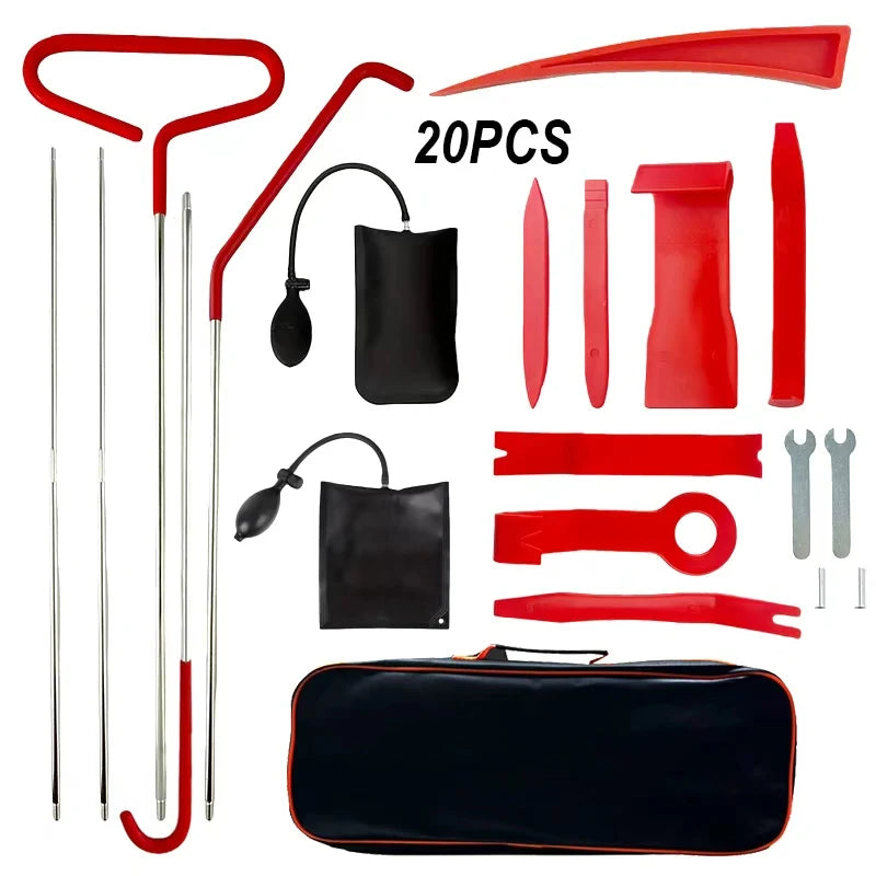 22PCS Car Door Tool Kit Inflatable Air Pump Auto Window Door Open Fixing Gripper Tools Long Reach Kits with Carrying Bag