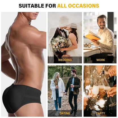 Miss Moly Mens Padded Underwear Breathable Underwear Shapewear Sexy Butt Lifter Tummy Control Boxers with Detachable Pads