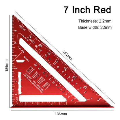 7-Inch Aluminum Speed Square with Inch/Metric Scales – Precision Measuring Tool for Woodworking and Carpentry