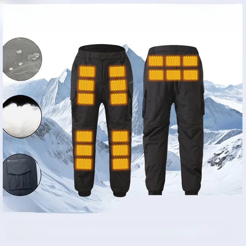 Heated Work Trousers Winter Thick Warm Cold Proof Heating Tactical Pants USB Intelligent Constant Temperature Bamboo Charcoal...