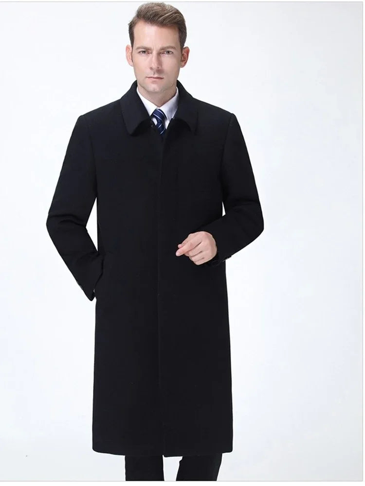 Autumn Winter 85% Cashmere Coat Men's Knee Long Woolen Jacket Business Casual Large Size Clothes Men Clothing Loose Warm Top 6XL