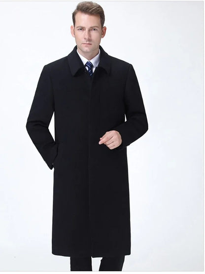 Autumn Winter 85% Cashmere Coat Men's Knee Long Woolen Jacket Business Casual Large Size Clothes Men Clothing Loose Warm Top 6XL
