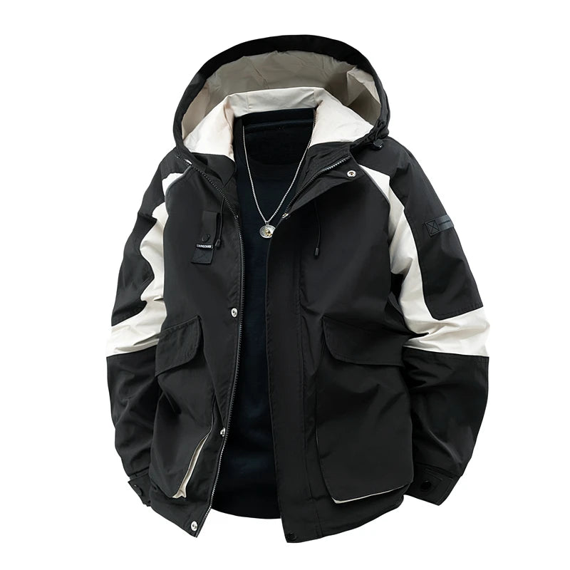 Men's Jackets Hooded Patchwork Coat Spring Fashion Casual Outerwear Women Autumn Outdoor Couple Clothes Loose Coats Streetwear
