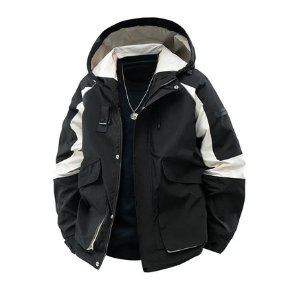 Men's Jackets Hooded Patchwork Coat Spring Fashion Casual Outerwear Women Autumn Outdoor Couple Clothes Loose Coats Streetwear