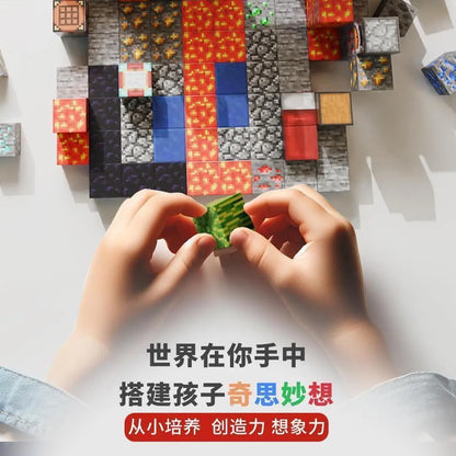 10-500 pcs Magnetic Building Blocks Mine World Magnetic Forest House STEM Sensory Toys Brick Cube Toys Set Creative Toy for Gift