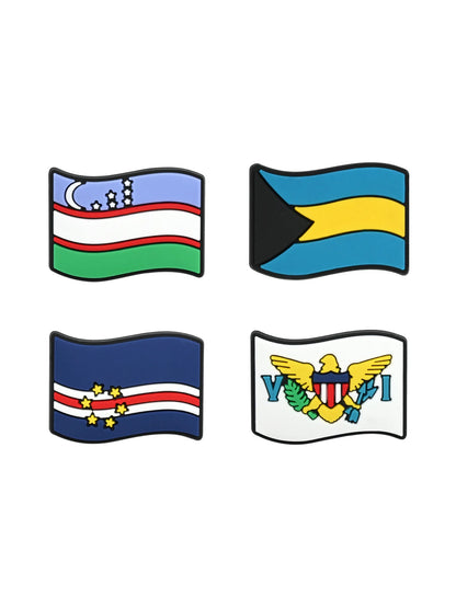 3-34Pcs National Flag Shoe Charms PVC Clog Pins Decorations for Wristbands Sandals DIY Accessories
