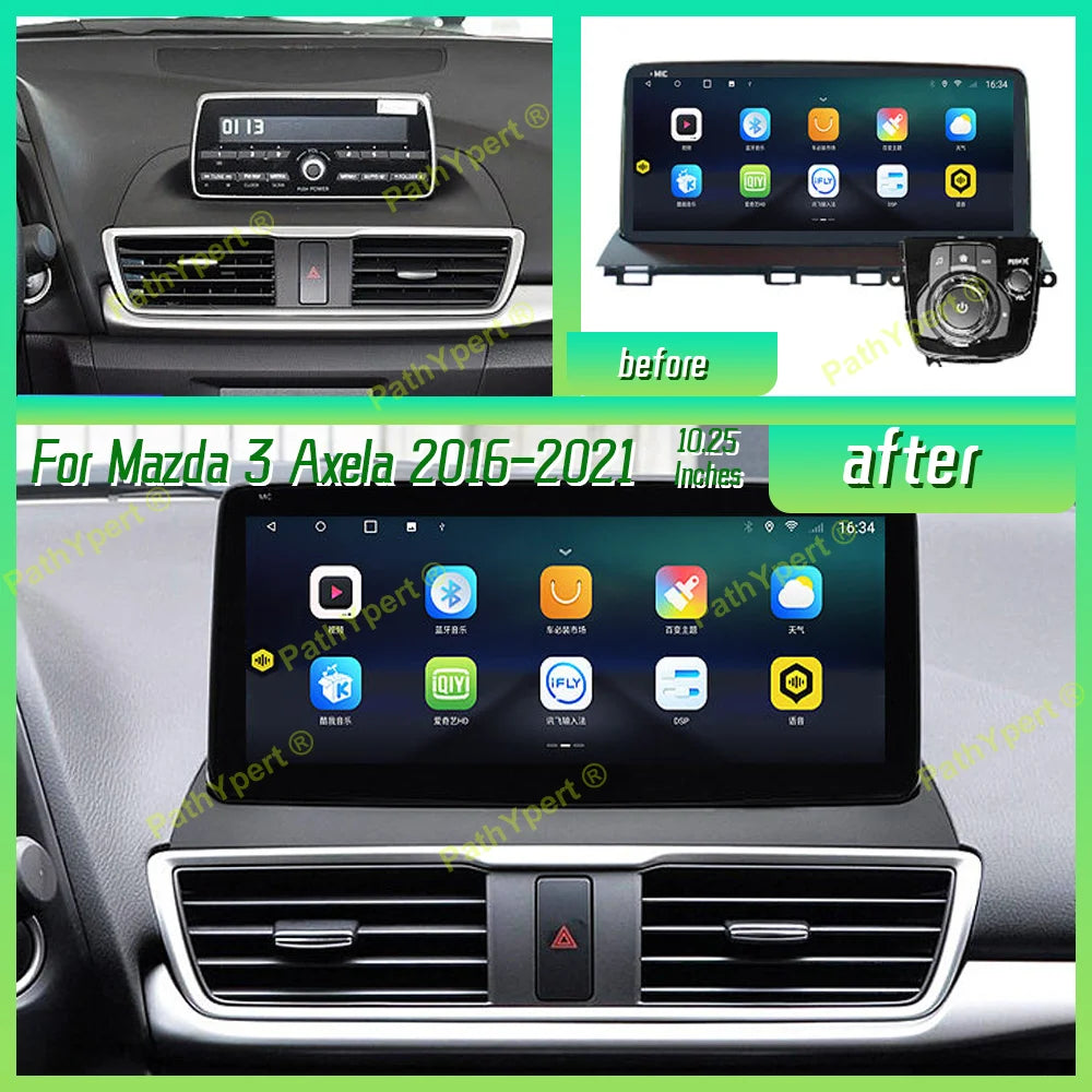 8 Core 8G+256GB Android 15 For Mazda 3 Axela 2016-2021 10.25"Touch Screen 2DIN Smart Car System Stereo BT WIFI Carplay AutoRadio