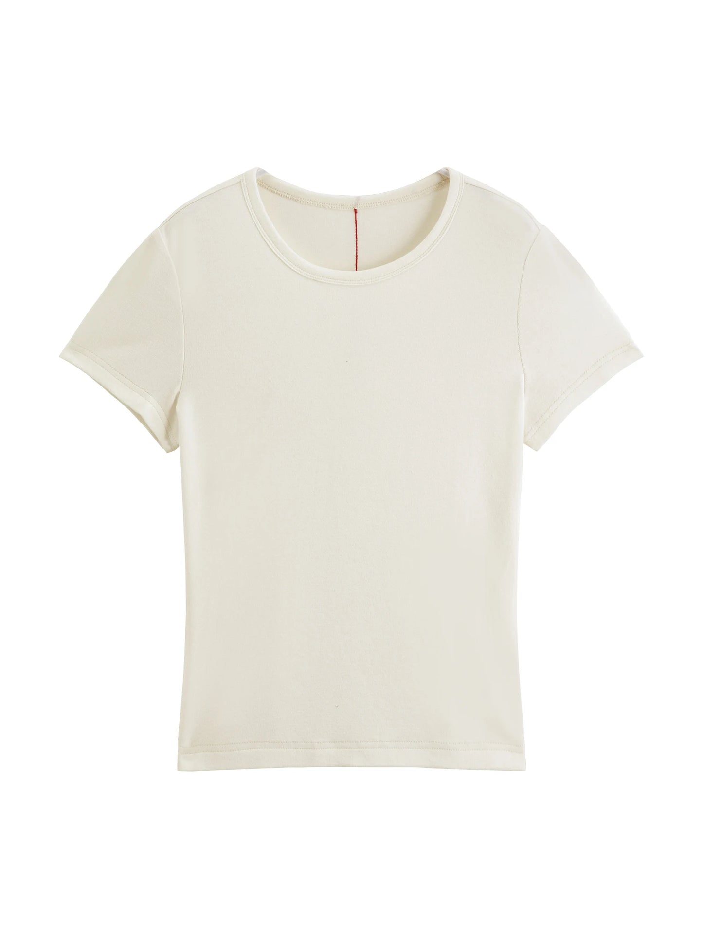 ZIQIAO Elastic Solid Basics Short-sleeved Slim-fit Knit T-shirt for Women New Summer 2026 Design Red Top Daily BF