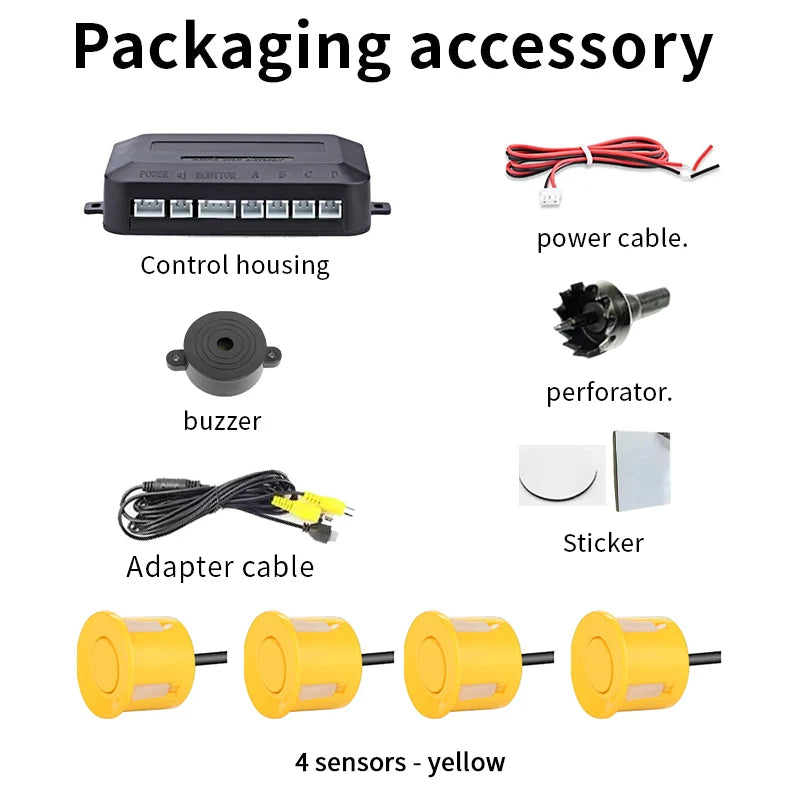 Rear View Parking Sensor System 4 Waterproof Sensors 22mm AHD/CVBS Compatible Display Car Safety Radar For Vehicle Truck Van RV