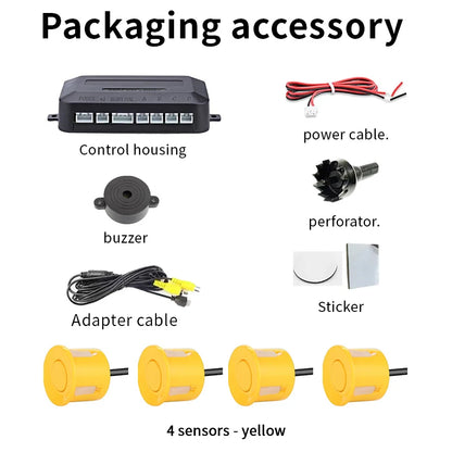 Rear View Parking Sensor System 4 Waterproof Sensors 22mm AHD/CVBS Compatible Display Car Safety Radar For Vehicle Truck Van RV