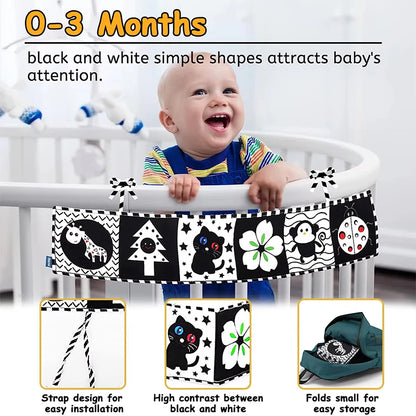 Newborn Sensory Toys For Babies Educational Baby Book Crib Toys Black White Baby Toys Animal Cloth Book Baby Toys 0 12 Months