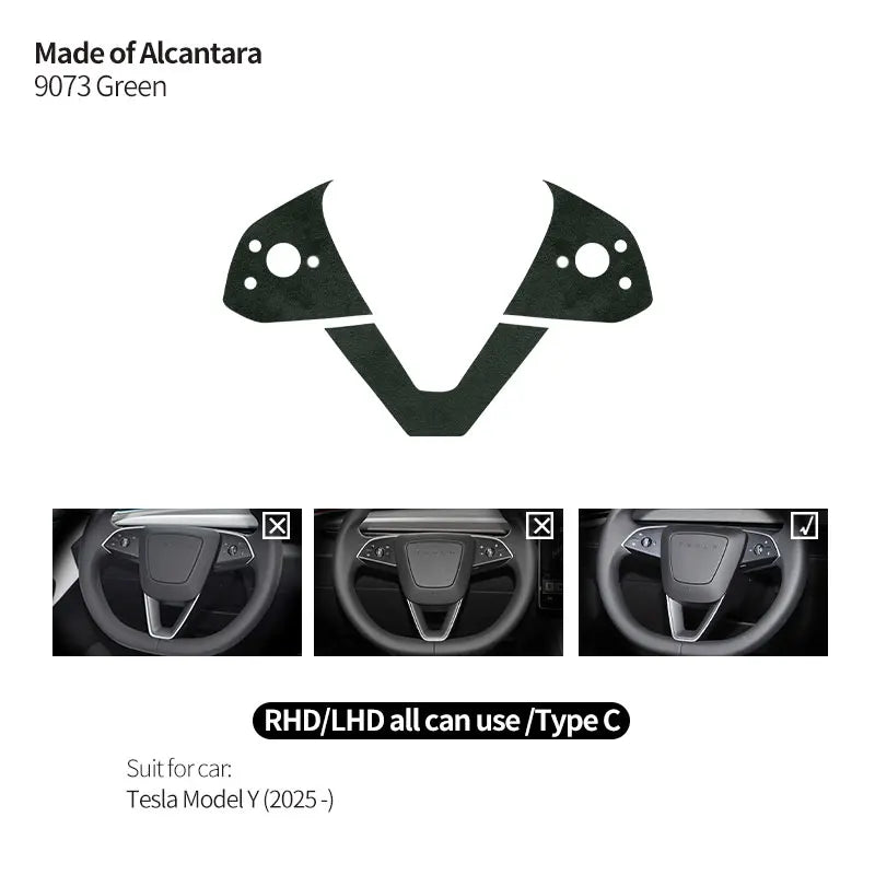 Made of Alcantara For Tesla Model 3 (2024-)/Model Y (2025-) Steering Wheel Trim Frame Sticker Car Interior Tuning Accessories