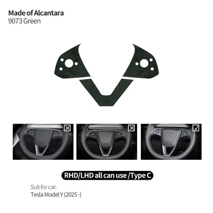 Made of Alcantara For Tesla Model 3 (2024-)/Model Y (2025-) Steering Wheel Trim Frame Sticker Car Interior Tuning Accessories