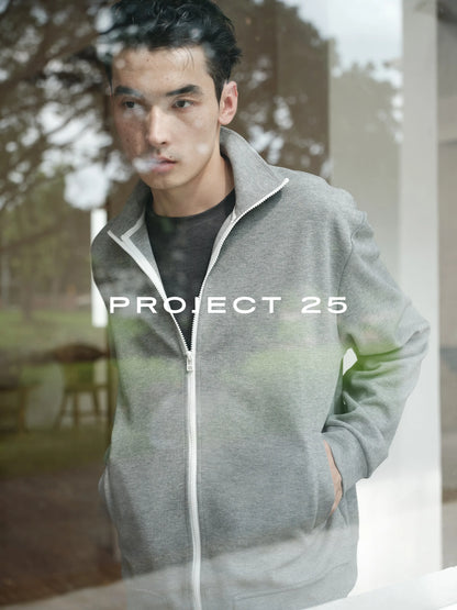PROJECT 25 Men's Heavy Cotton Contrast Zipper Long Sleeve Mock Neck Loose Sweatshirt Basic Daily Commuting Casual Outerwear Top