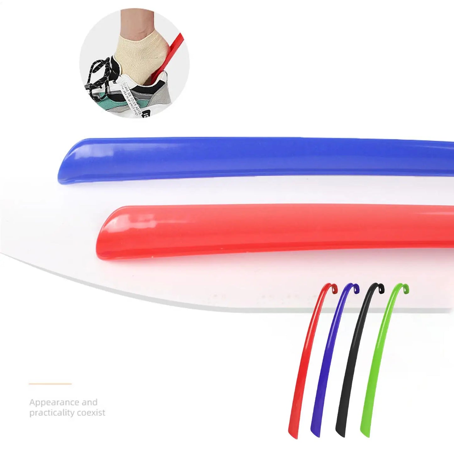 Easy To Use ABS Long Handle Shoes horn Artifact Pull Pumping Shoes Professional Women Men Shoe Horn Shoes Spoon 42.5x4x2.2cm