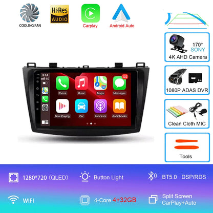 For Mazda 3 II For Mazda3 BL 2009 - 2013 Android16 Carplay Auto 4G+WIFI GPS Car Radio Navigation Multimedia Video Player Stereo