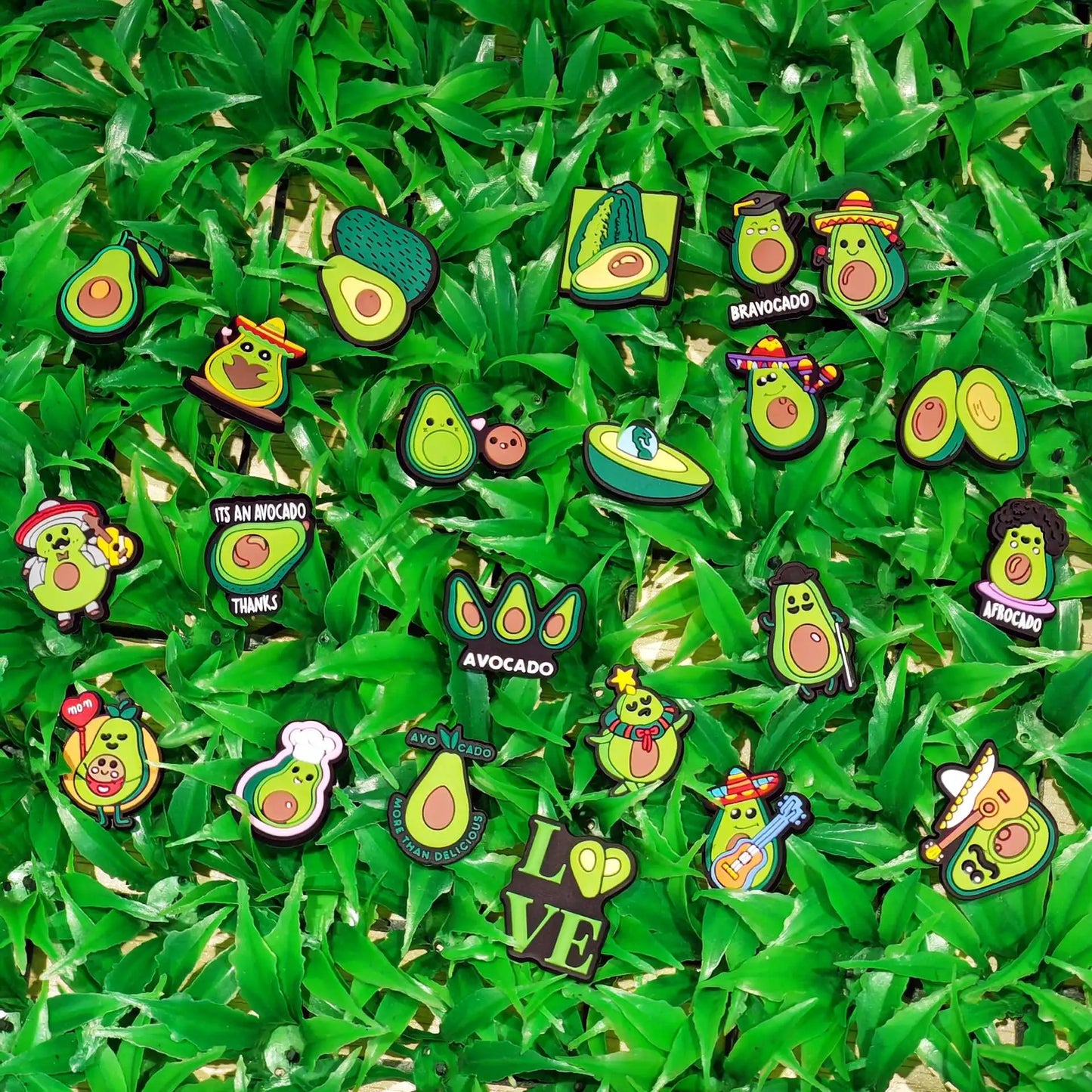 New 1-100pcs Cartoon Fruit Avocado Mom Love Guitar PVC Shoe Charms Accessories Hole Slippers Decorations Kids Birthday Present