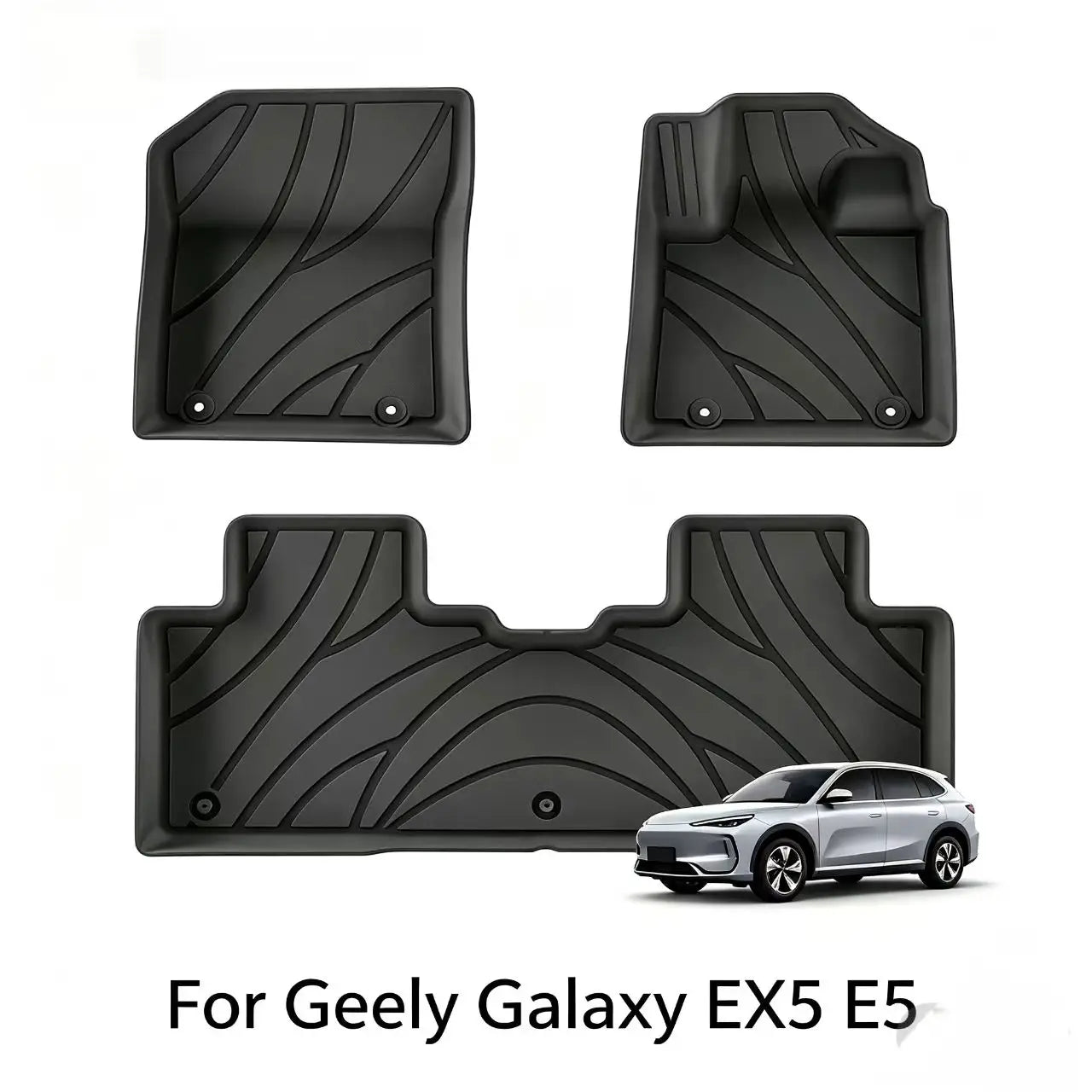 For Geely Galaxy EX5 E5 2024 2025 TPE Floor Mat Trunk All-Weather 3D Liner Accessories Black(Left Rudder&Right Rudder)