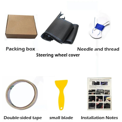 Hand-stitched car Interior Accessories for Ford Ranger 2012-2015 2017 Car Steering Wheel Cover Braid Non-Slip Napa Leather Cover